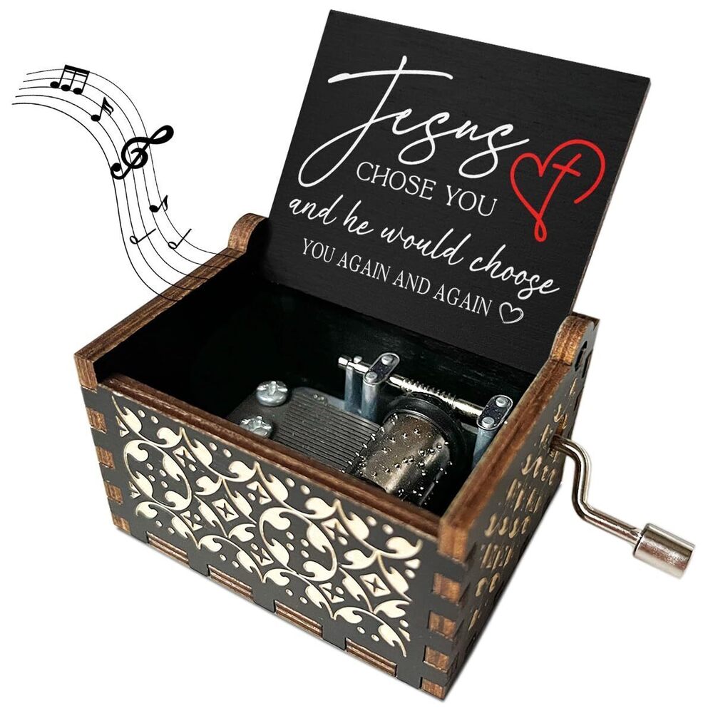 6988 Jesus Loves Me Music Box Wooden Musical Box for Christians Wood